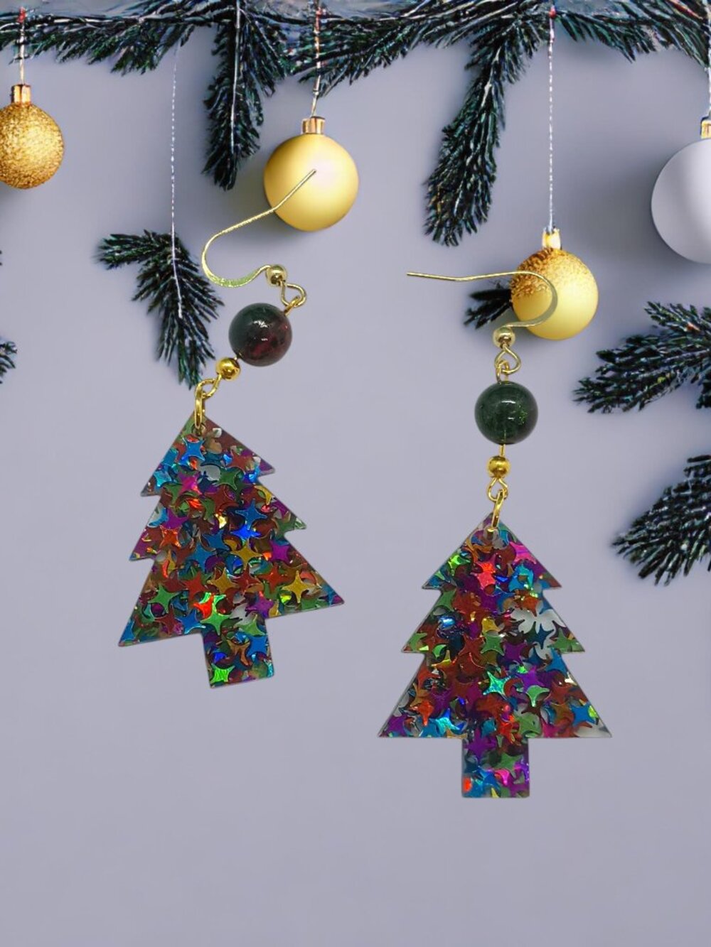 Sparkly Christmas Tree Earrings